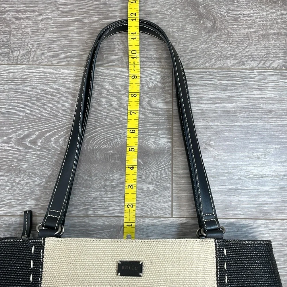Relic Woven Handbag Vintage Black and Cream